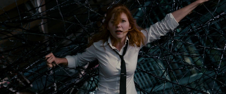 Mary Jane Watson (Kiersten Dunst) is trapped in a web created by the symbiote Venom in a still from "Spider-Man 3."