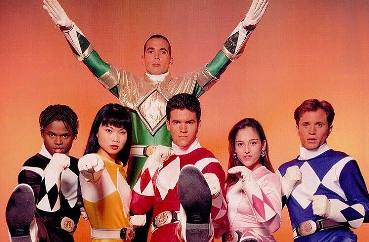 The original cast of Mighty Morphin Power Rangers: Walter Emanuel Jones, Thuy Trang, Jason David Frank, Austin St. John, Amy Jo Johnson, and David Yost