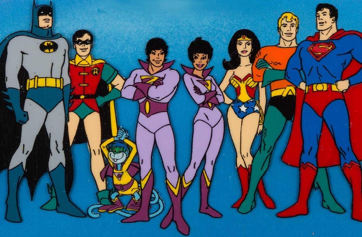 The All-New Super Friends Hour with the Wonder Twins in front
