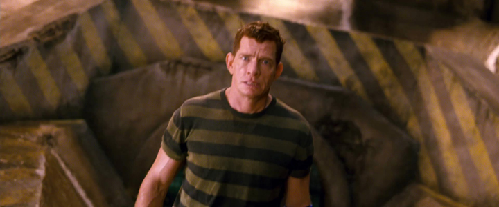 Sandman (Thomas Hayden Church) stares in horror as a deluge of water rushes toward him in a still from "Spider-Man 3."