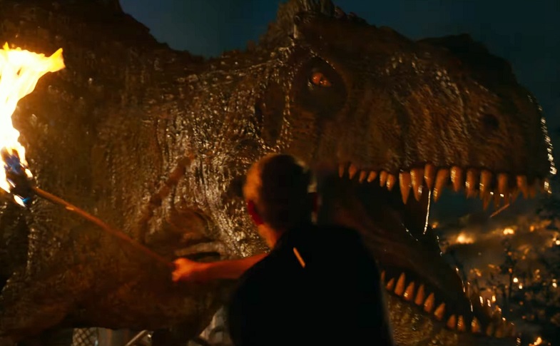Jeff Goldblum and a T-Rex in Jurassic World: Dominion