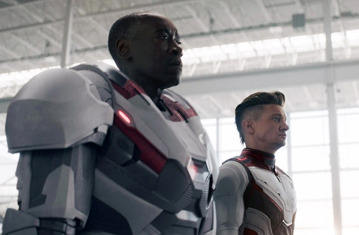 Don Cheadle as War Machine, Jeremy Renner as Hawkeye in Avengers: Endgame
