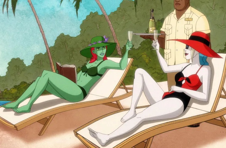 Poison Ivy and Harley Quinn on the beach