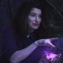 Kathryn Hahn as Agatha Harkness, casting a spell in WandaVision